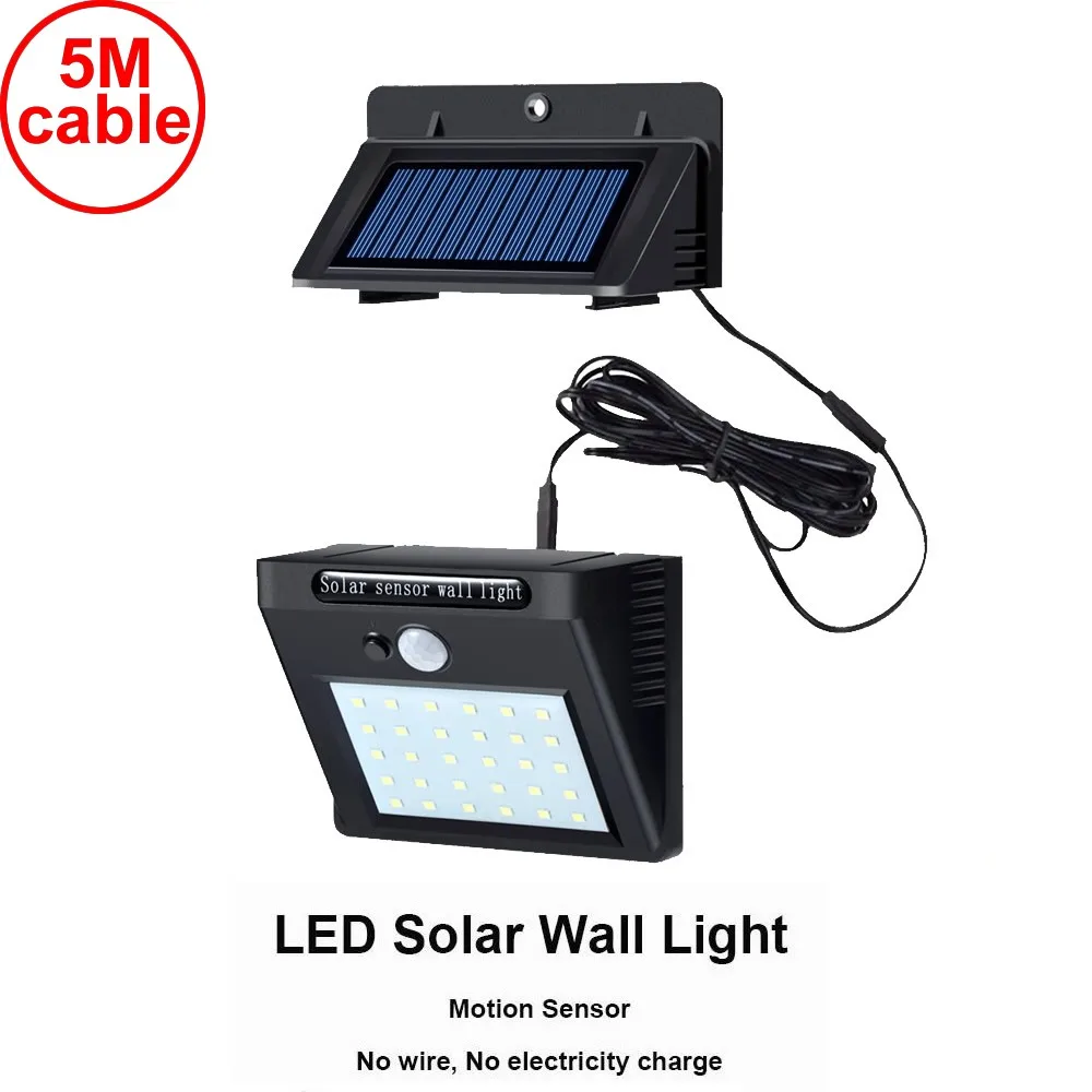 

30 leds solar light split mounting pIR motion sensor led indoor outdoor lamp waterproof ip65 for street garden patio home camps