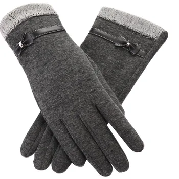 

Fashion Women Gloves Spring Autumn Winter Cute Bow Warm Full Finger Mittens Female Cashmere Elegant Glove Phone Touching Screen