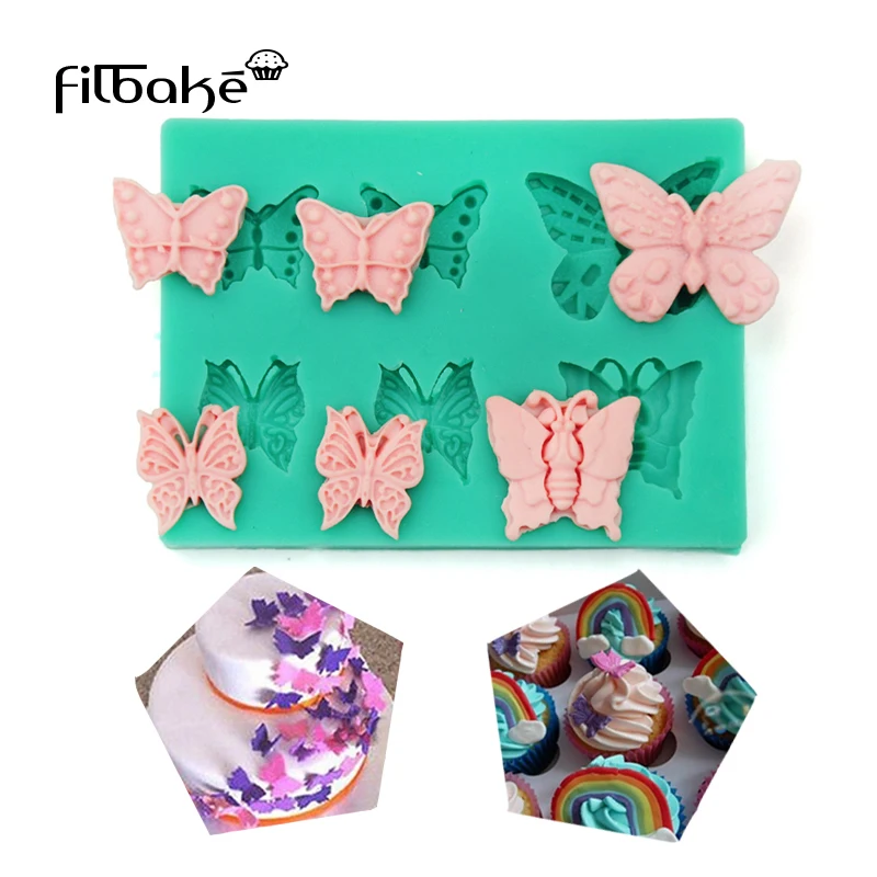 

FILBAKE Six Little Butterfly Silicone Mold Baking for Cakes Decorating Tools Ice Cube Tray Embossing Moldes Baking Accessories
