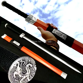 

Chinese KungFu Dao Sword Sharp 1095Carbon Steel WuShu Han Dynasty Battle Jian RedWood Saya Home Decoration Real Knife Saber