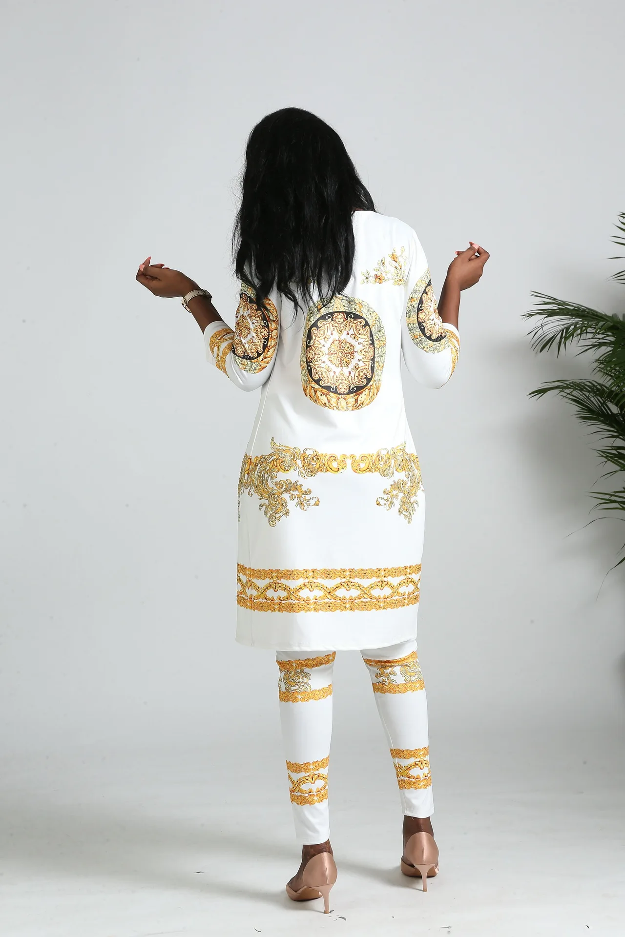 Комплекты из 2 предметов, Женский Африканский эластичный Базен, мешковатые штаны, в стиле рок, с рукавом Дашики, известный костюм для женщин, комплект пальто+ леггинсы, 2 шт./se