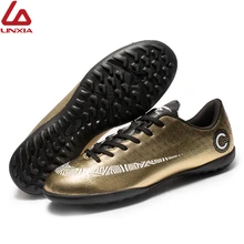 Мужские и женские футбольные бутсы для дома, дышащие кроссовки, мужские дешевые футбольные бутсы на шнуровке, тренировочные оригинальные футбольные бутсы TF chuteira futebol