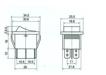 KCD4 кулисный переключатель/переключатель лодки, 4 контакта/6Pin 31*25 мм