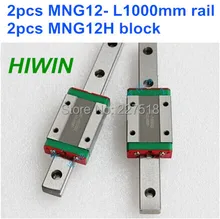 Miniature MGN121000mm 12mm linear slide :2pcs MGN12 L-1000mm + 2pcs MGN12H carriage for CNC X Y Z Axis 3d printer part