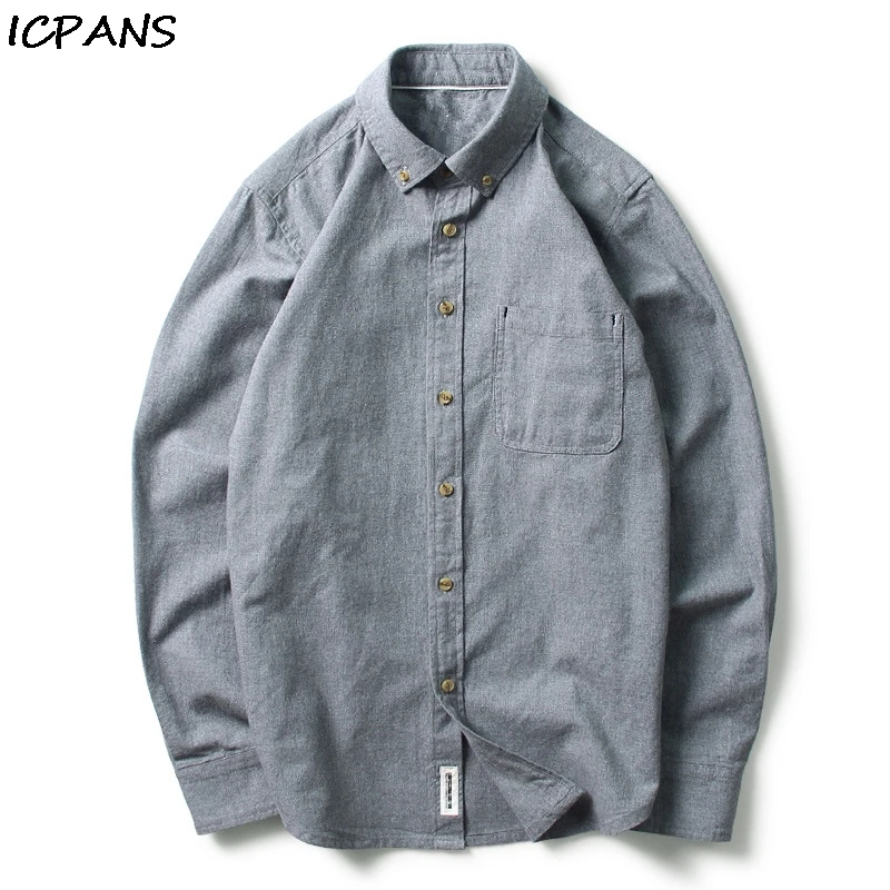 ICPANS, хлопок, длинный рукав, рубашки для мужчин, Camisa Masculina, обычная повседневная рубашка для мужчин, лето, весна, большой размер XXL, XXXL