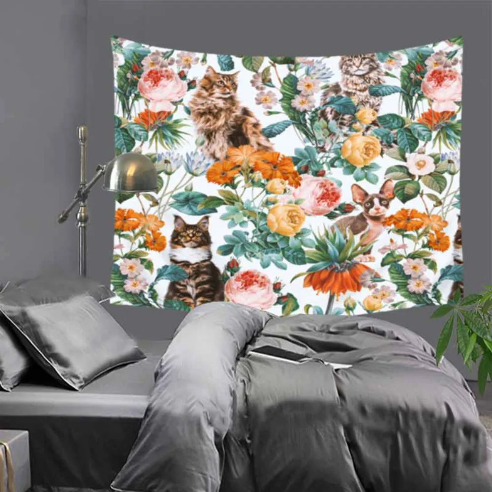 

Cilected Mandala Wall Tapestry Polyester Thin Section Cartoon Character Print Tapestry Cat Beach Towel Blanket Carpet Decoration