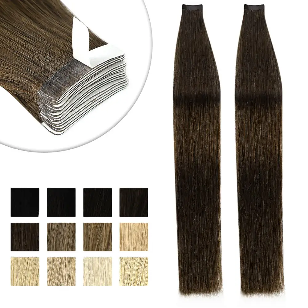 K.S WIGS Remy Human Hair Luxury Tape In Double Drawn Human Hair Extensions 20'' 50g