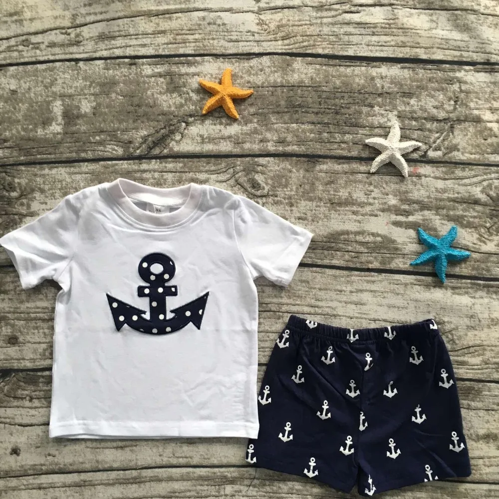 2016 new arrival baby boys summer outfits anchor top summer outfits