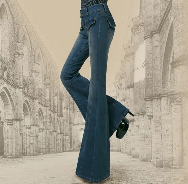 Женские брюки с высокой талией, джинсы для женщин, Узкие Широкие джинсовые штаны, темно-синие женские джинсы с высокой талией