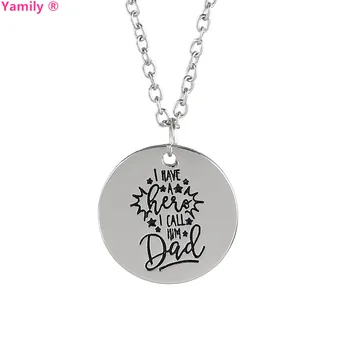 

Yamily 12pcs/ I HAVE A HERO I CALL HIM DAD Engraved Charms pendant Necklace Dad jewelry Father's Day jewelry gift