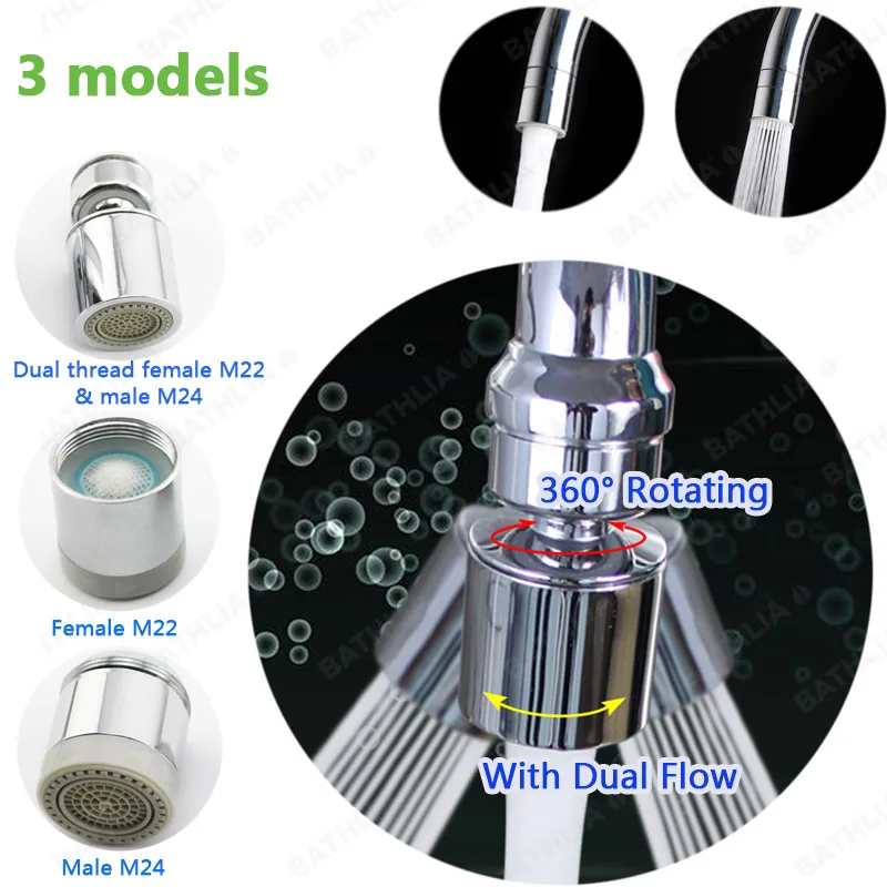 Dual Function Water Saving Faucet Aerator Mixer Tap Aerator Nozzle Replacement 360 Swivel Kitchen Faucet Aerator