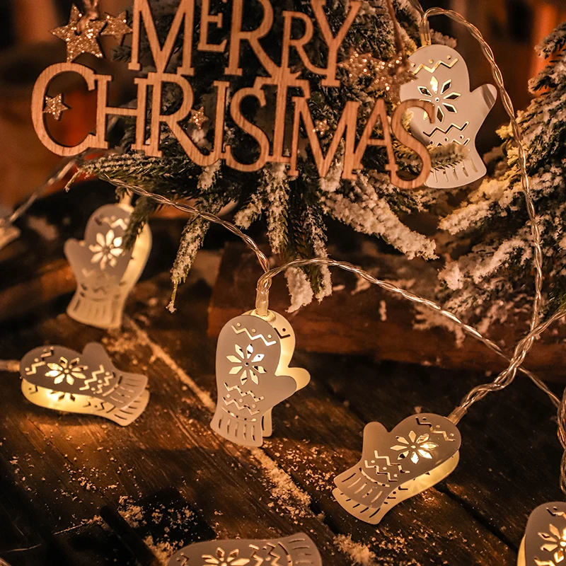 100 LED Metal Hollow White Red Christmas Gloves Festoon String Lights Outdoor Ball Garland Wedding Garden Party | Освещение