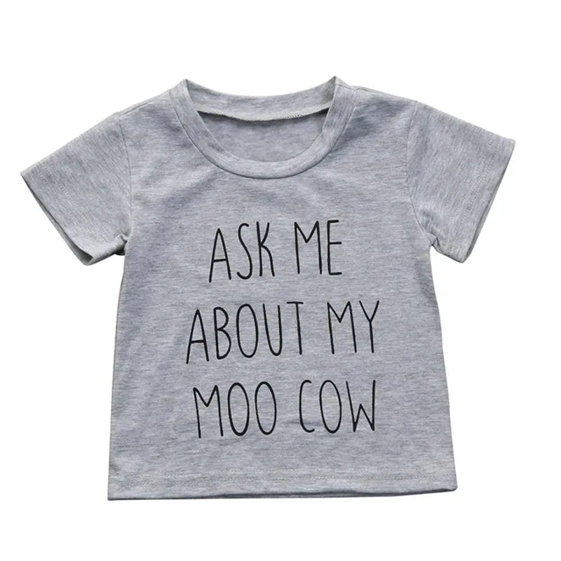 Для маленьких мальчиков Топы корректирующие дети письмо футболки Одежда для мальчиков детская футболка FILLE хлопок животных внутри печати одежда для маленьких мальчиков - Цвет: Gray