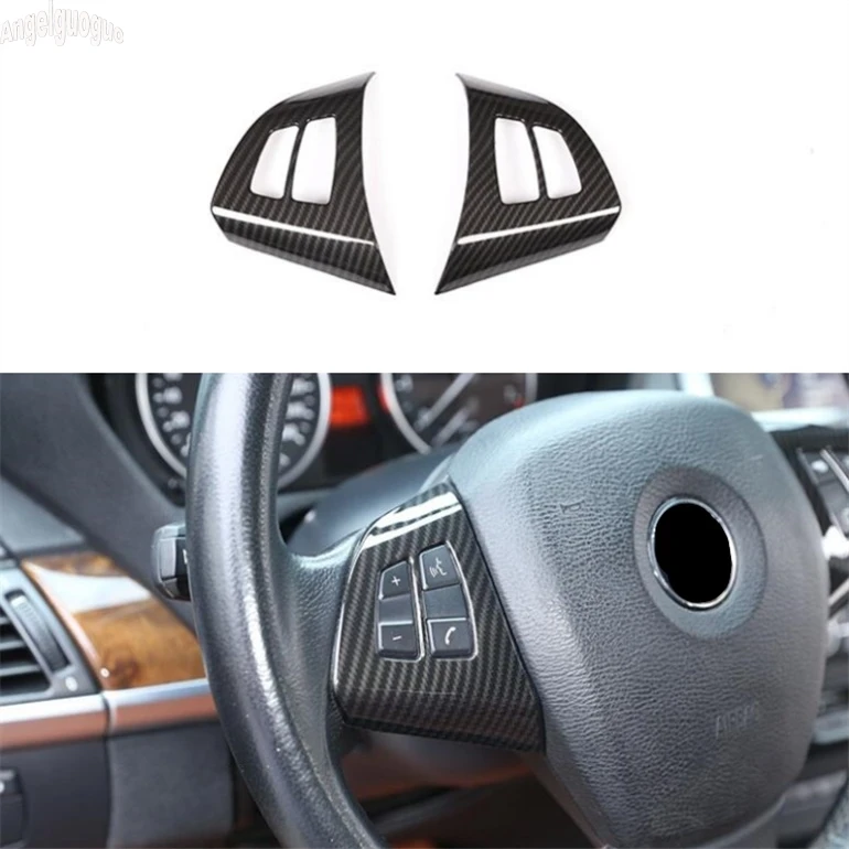 

ABS Carbon Fiber/Chrome Style For BMW X6 E71 2010-13 Accessories Car Steering Wheel Button Frame Cover Decoration Trim Sticker