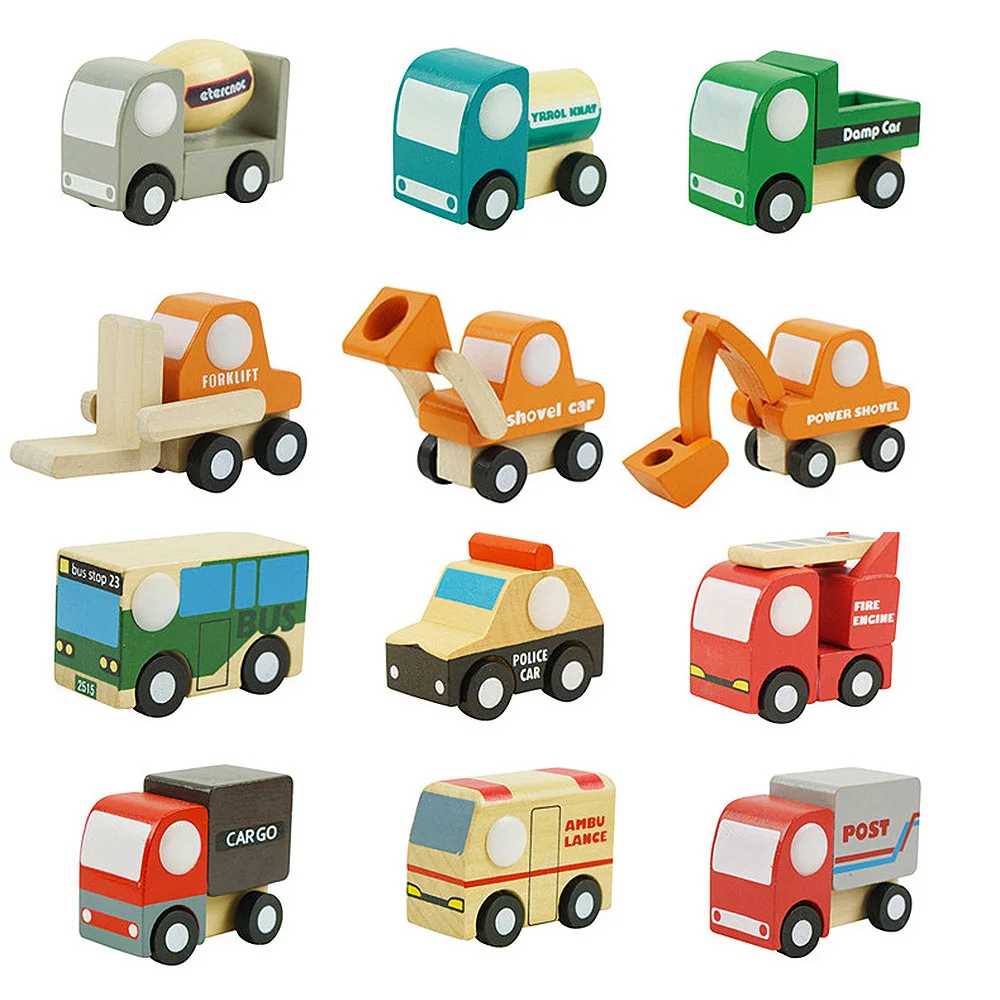 

12 Pcs Wooden Disassembly Assembly Cartoon Car Kids Child Toys Mini Car Model Vehicle Set Classic Construction Set