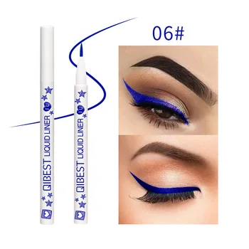 

Qibest blue eyeliner pencil white handle 12 colors waterproof long lasting yellow green matte liquid eyeliner pen QB031