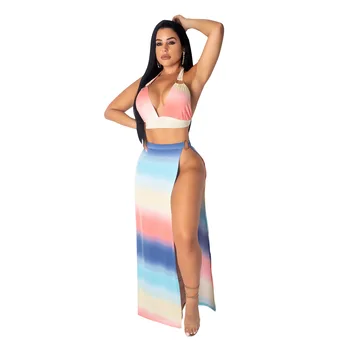 

Spring Summer Women Two Piece Set Top and Pants Plus Size Tracksuit Sweatsuit Outfit Striped Sexy Maxi Long Skirt Sets