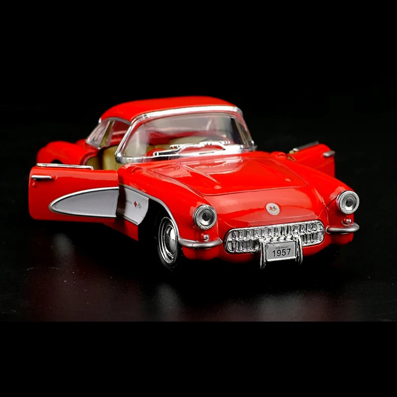 Kinsmart 1:34 1957 Chevrolet Corvette Classic Car Alloy Diecast Car Model Toy With Pull Back For Children Gifts Toy Collection