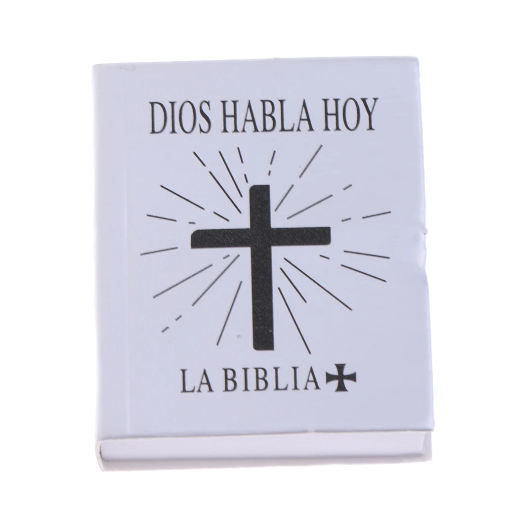  2PCS 1/6 Scale Mini Spanish Edition Holy Bible Book Model Dollhouse Miniatures
