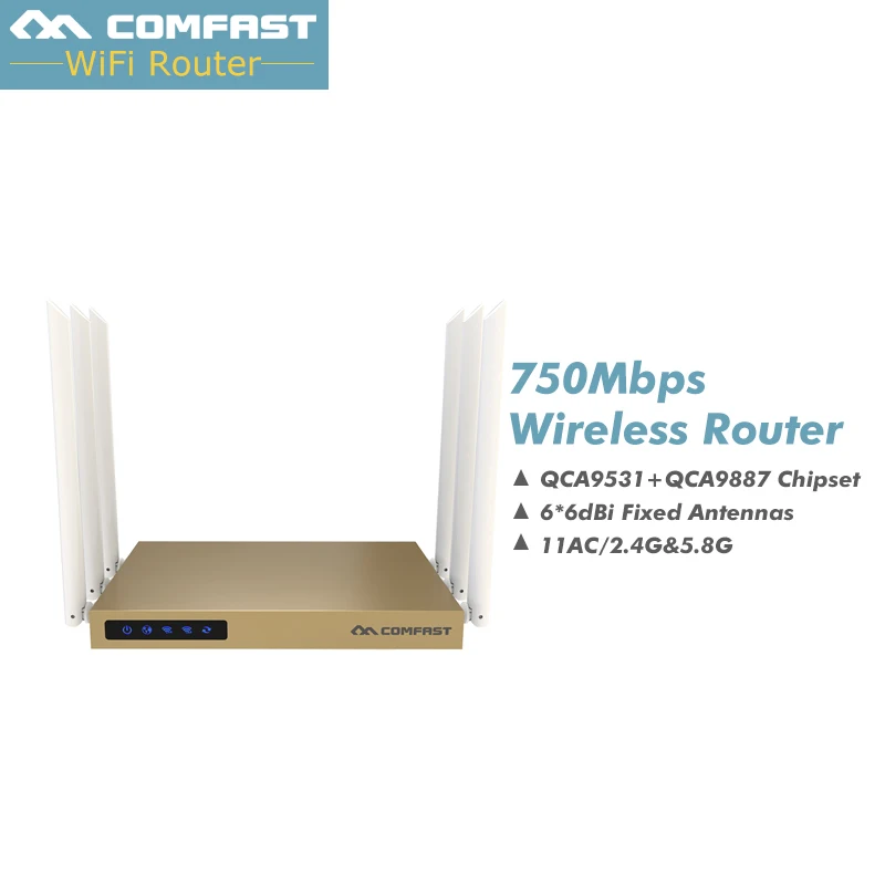 

2019Hot ! 750Mbps 802.11AC Dual Band Wireless Router with 6*6dB antenna wifi 128MB DDR USB 2.0 wi fi router wi-fi Wide coverage