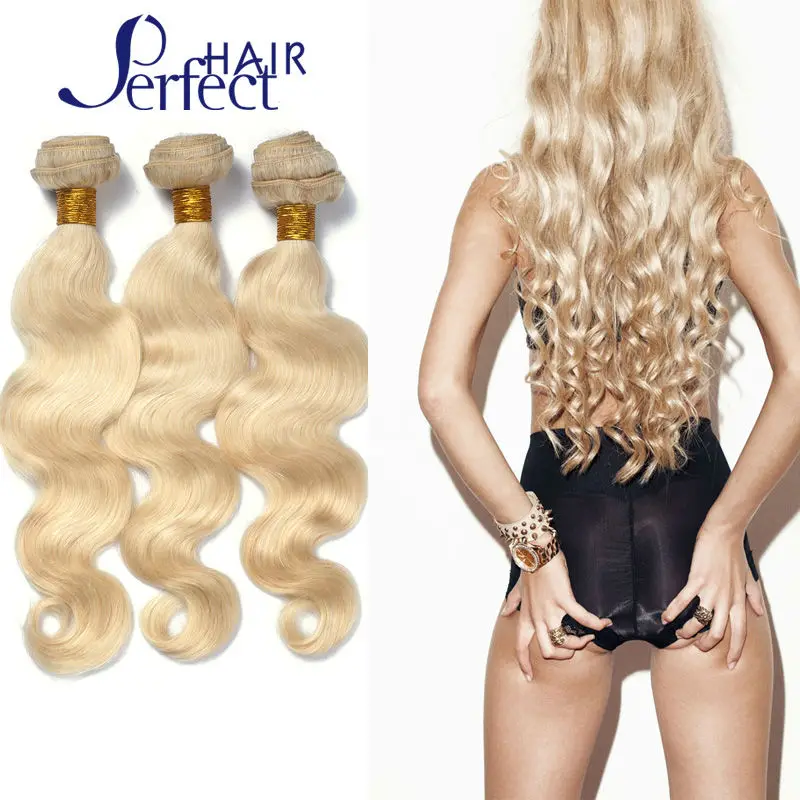 Bleach Blonde Brazilian Hair 3Pcs Lot Human Virgin Hair Extensions 7A Brazilian Body Wave 10-30 Color 613 Blonde Virgin Hair