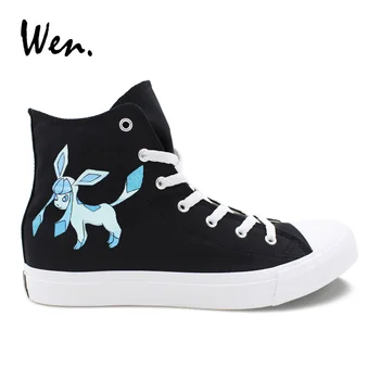 

Wen Anime Pokemon Hand Painted Shoes Pocket Monster Glaceon Design High Top Women Canvas Sneakers Men Zapatillas Zapatos