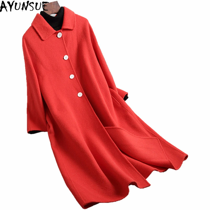 

YUNSUE 2019 New Autumn Spring Double-sided Wool Coat Female Elegant Women's Cashmere Jacket Overcoat Woolen Jackets Casaco 38411