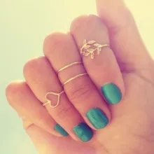 4 UNID Venta Caliente de La Hoja en Forma de Corazón Anillos de Las Mujeres de Moda de Oro/Plateado Stacking Mediados Anillos de Joyería Fina Encanto amor Anillos de Dedo