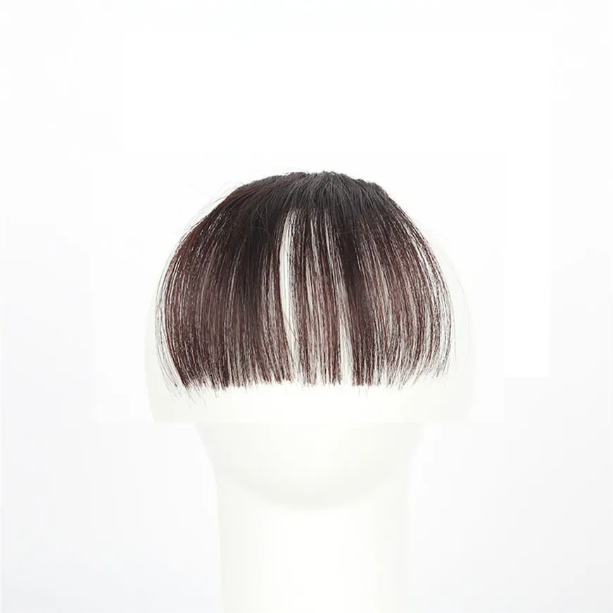 Красивая заколка для девочек на клипсах накладные волосы короткая челка для наращивания волос кусок тонкий - Цвет: dark brown