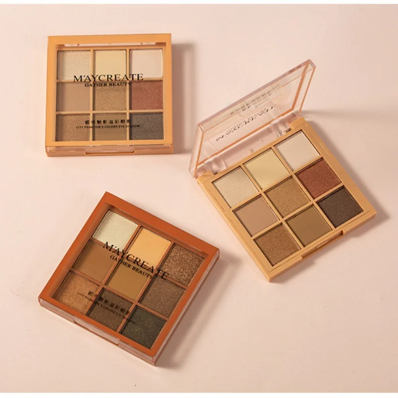 

9 Color Eyeshadow Palette Makeup Cosmetics Diamond Glitter 9 Color Nude Creamy Pigmented Professional Mini Shadow Kit