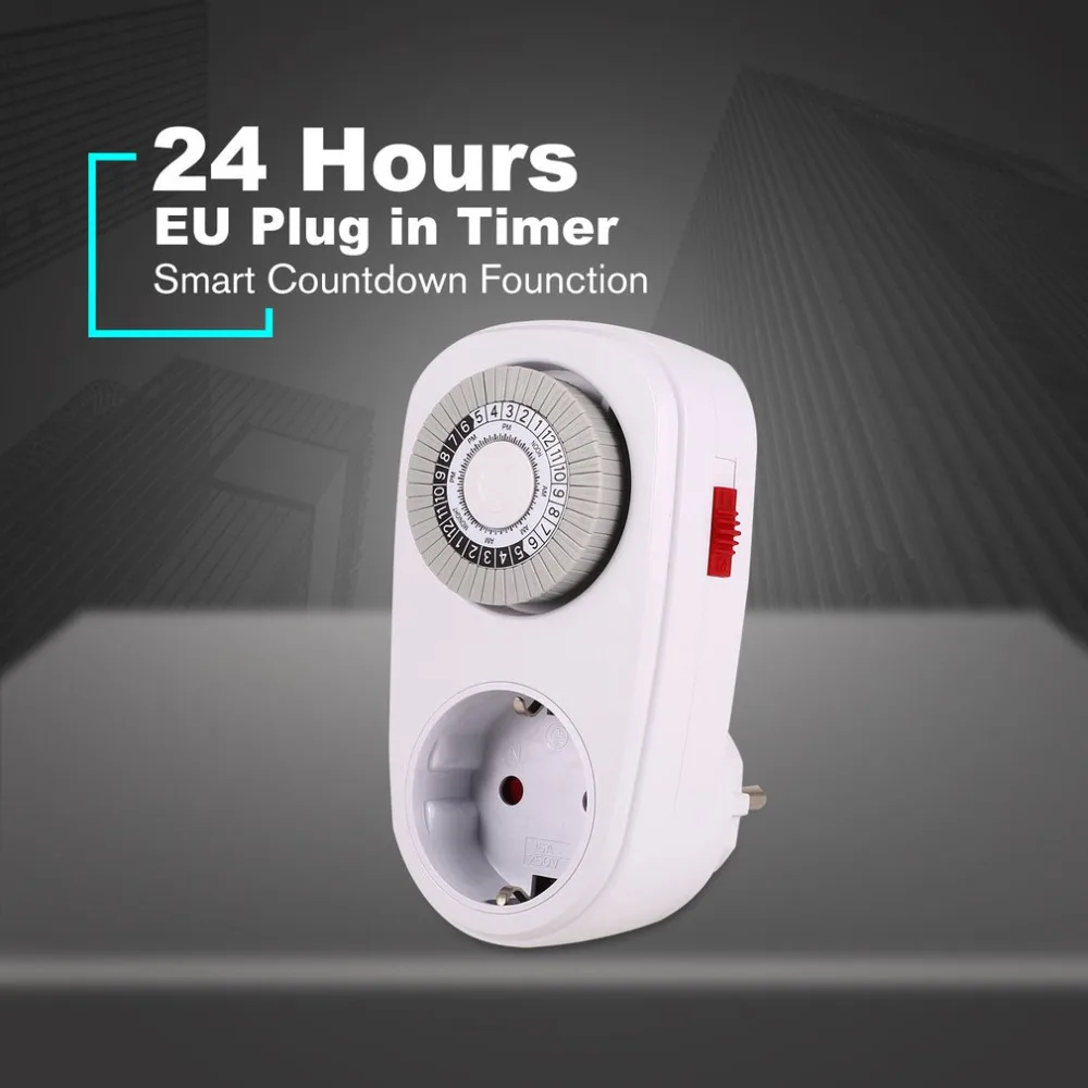 

24 Hours Plug in Mechanical Grounded Programmable Timer Switch Smart Countdown Switch Socket Indoor Auto Power off
