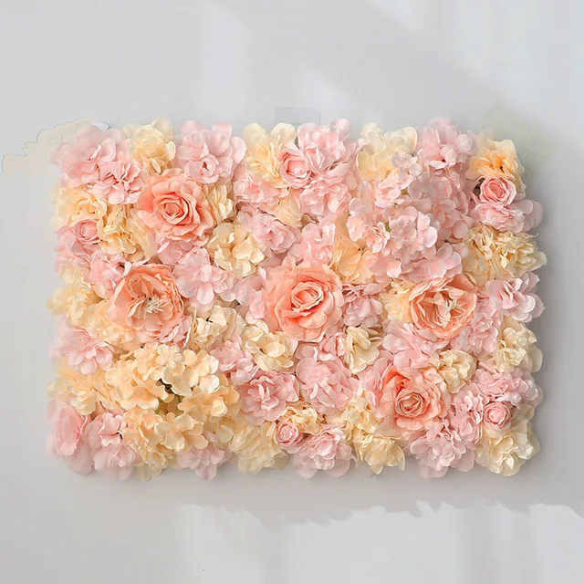 Fake Flower Rose Hydrangea Wall Panel Wedding Floral Backdrop Wall DIY 60*40cm 