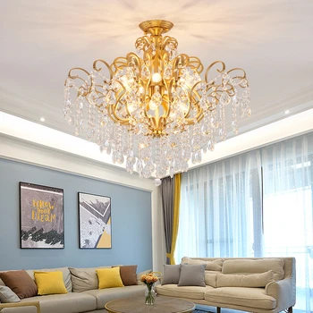 

Crystal Modern Gold Chandelier For Living Room Bedroom Study Room Home Deco Acrylic 110V 220V crystal Chandelier Fixtures