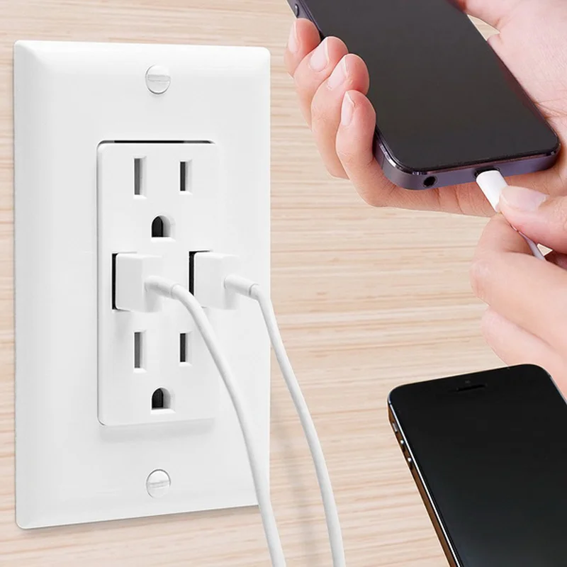

MG-007 2.4A Dual USB Wall Charger 2 Port Outlet Panel Power Adapter Socket US Plug @8 JD9 WWO66