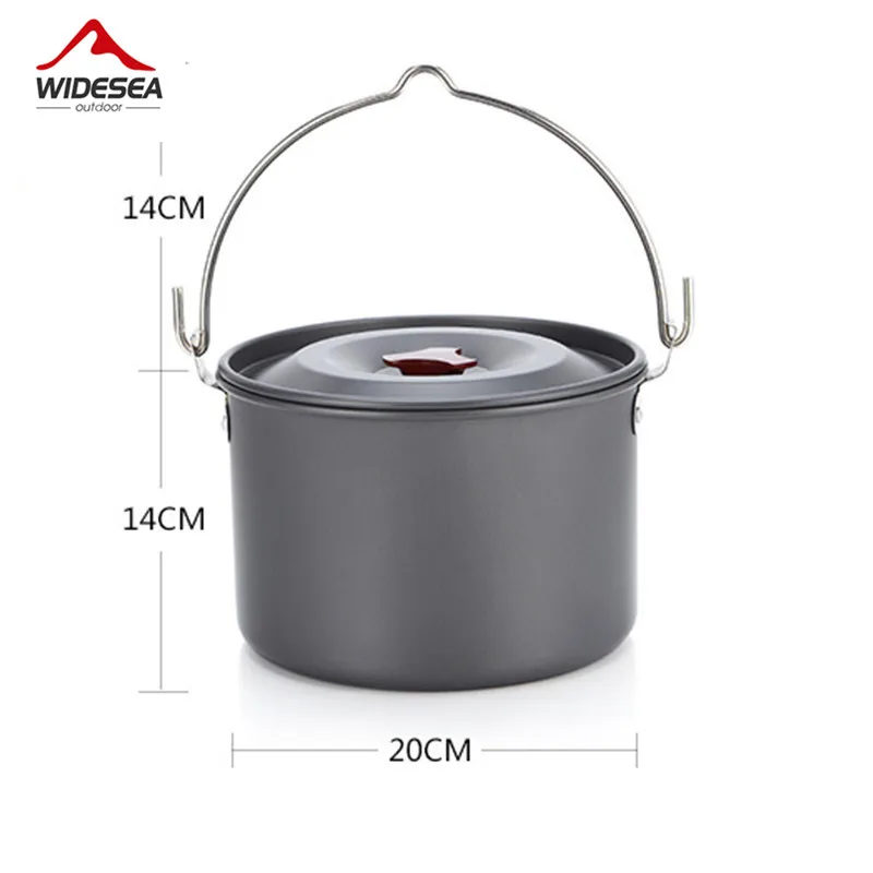 Widesea 4L camping utensilios de cocina al aire libre vajilla colgante olla 4-6 personas picnic juego de cocina