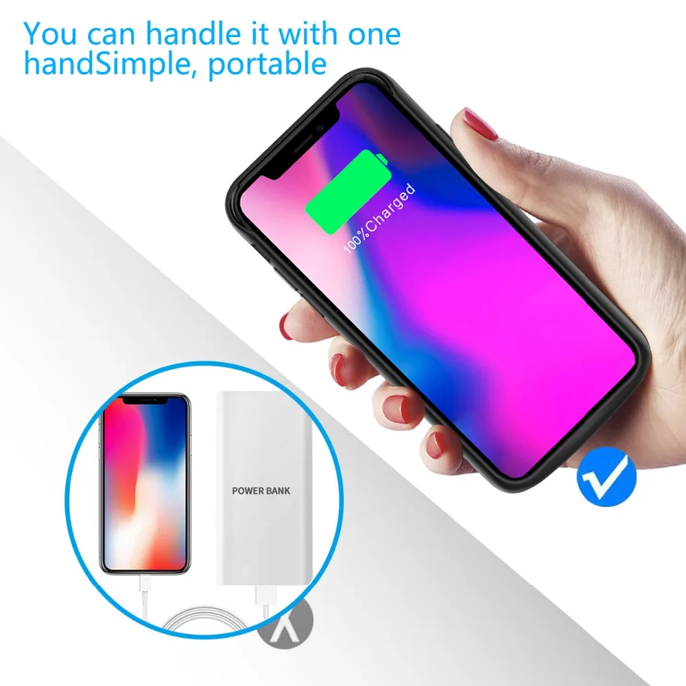 6000 мАч для iPhone X/для iphone Xs Xr XS Max чехол батареи Внешнее Зарядное устройство блок