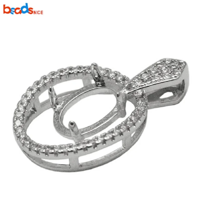 Beadsnice серебряная подвеска с цирконием установка основа Подвески Diy для изготовления украшений вручную ювелирные изделия 34058