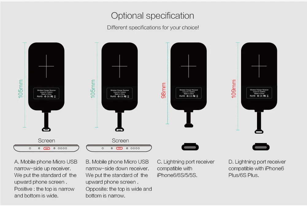 Nillkin Волшебные этикетки QI беспроводной зарядный приемник Micro USB/type C адаптер для iPhone 5S, SE 6 6 S 7 Plus для samsung S6 S7 Edge