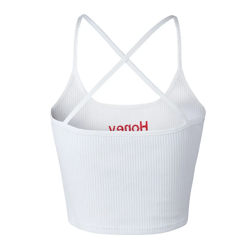 Summer Womens Letter Strap Vest Lady Casual Holiday Blouse Tops Cami Tank Vest