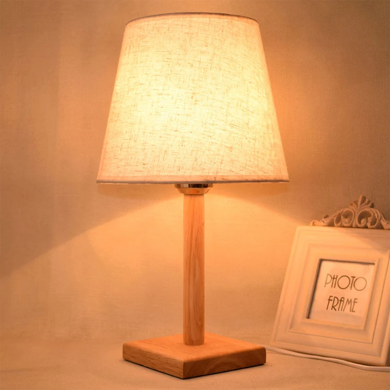 Светодиодная настольная лампа для спальни, прикроватная лампа, современная настольная лампа, скандинавский винтажный Ретро деревянный ночной светильник для гостиной, E27, штепсельная вилка европейского стандарта - Цвет абажура: Type 3 no bulb