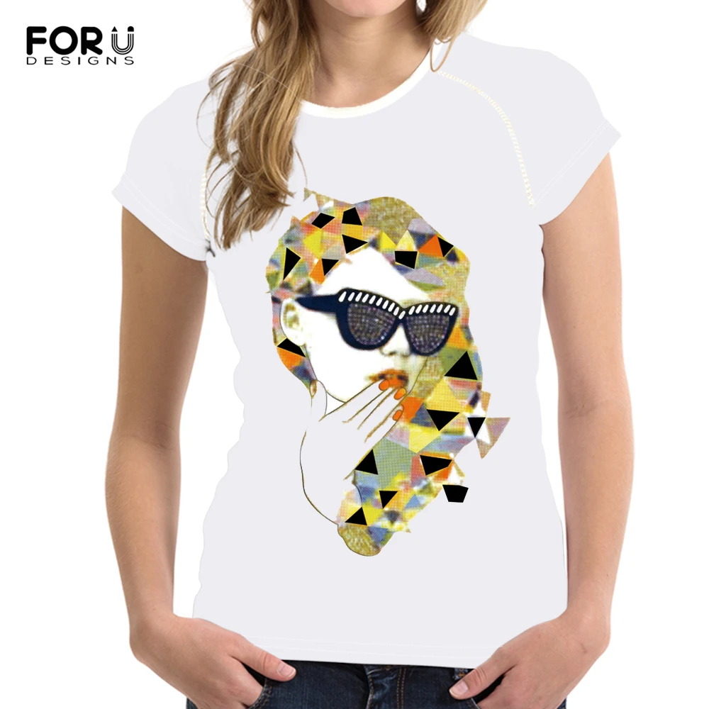 

FORUDESIGNS Womens Short Sleeves Lady Personalize Design Floral & Animal 3D Print Women Summer T-shirt Girls Loose Fashion Tees