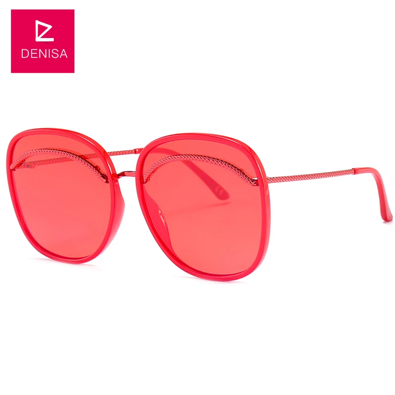 DENISA классические винтажные Квадратные Солнцезащитные очки для женщин дизайнерские мужские солнцезащитные очки для вождения UV400 zonnebril dames G18480 - Цвет линз: Red Red