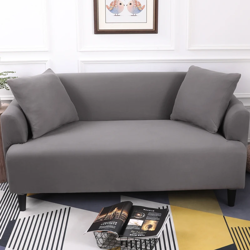 Gray Solid Color Sofa Slipcovers Tight Wrap All Inclusive Slip