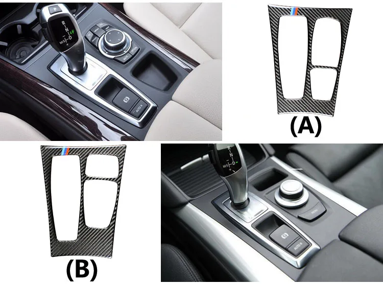 Углеродное волокно, автомобильный внутренний контроль, крышка переключения передач, отделка салона, декоративная панель, наклейка для BMW E70 E71 X5 X6