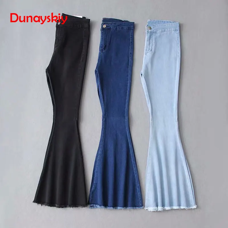 

2019 Solid Wash Female Boyfriend Jeans For Women Skinny Jeans Woman Blue Black High Waist Jean Denim Flare Wide Leg Jeans Pants