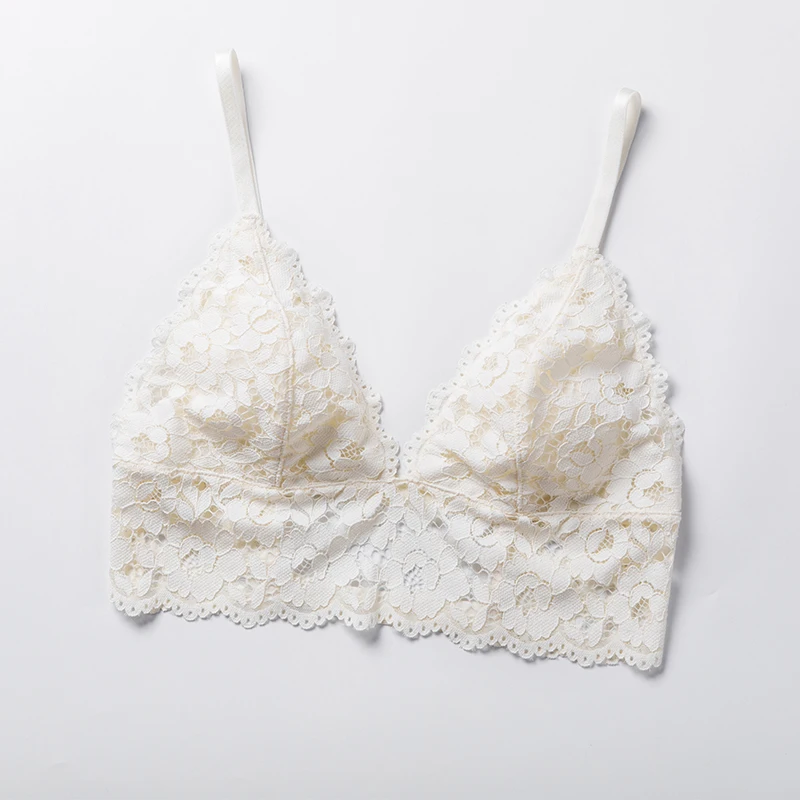 DOBREVA Women's Wire Free Sexy Bra Removable Pads Lace Bralette