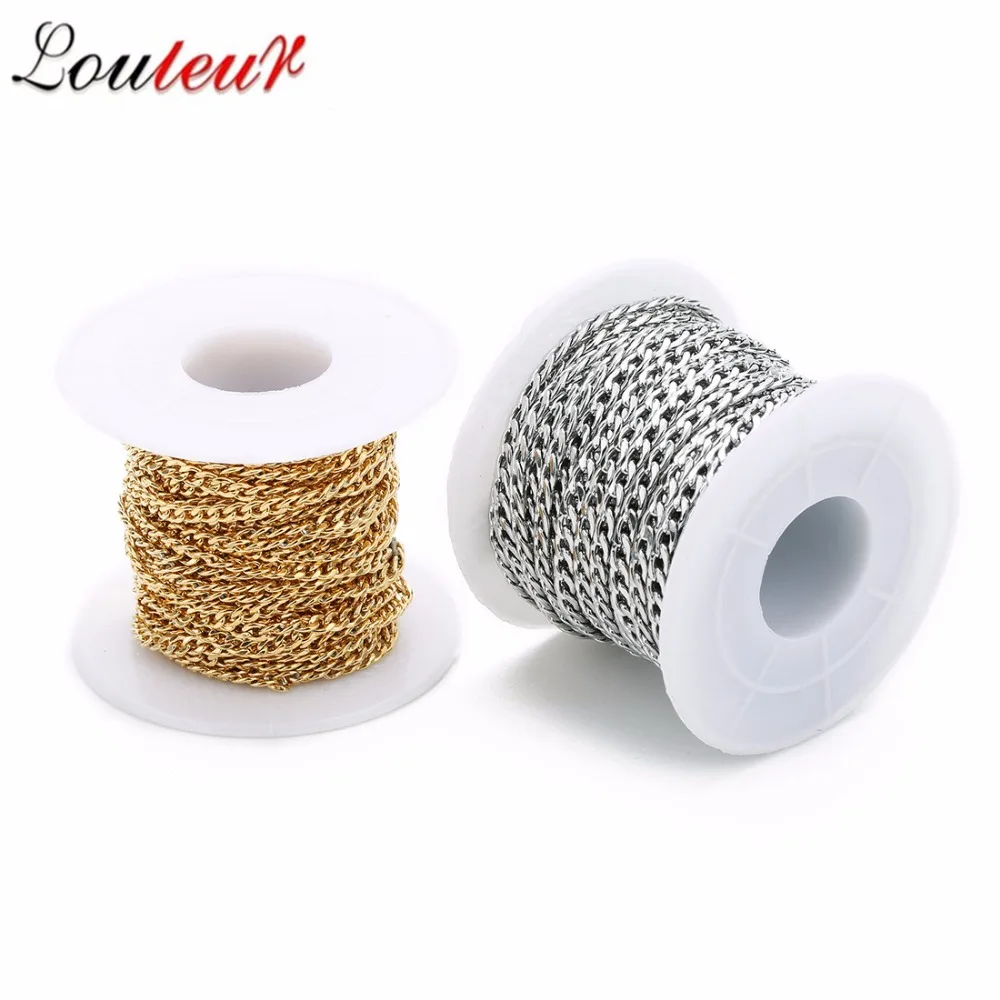 

Louleur 10yard Gold/Silver Vinatge Men Stainless Steel Figaro Chain For DIY Necklace Jewelry Finding Making Bijoux Accessories