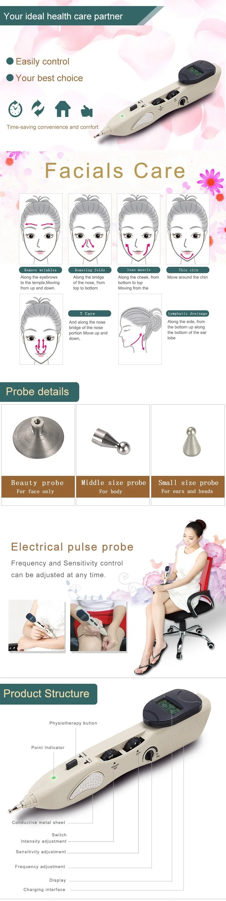 Caneta de Alta Varejo Electro-acupuntura Terapia Digital Dezenas Acupuntura Estimulação Elétrica Muscular Freqüência 9 elétrica terapia elétrica caneta de alta frequência