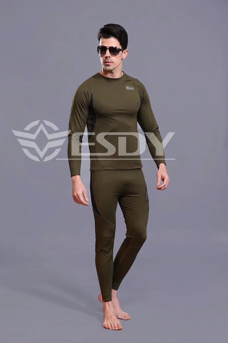 Мужское термобелье, ESDY мужской костюм для улицы, обтягивающее мужское термобелье из флиса, армейское осенне-зимнее