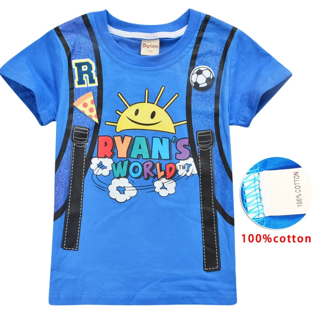 Детские футболки Ryan's World футболка с круглым вырезом из хлопка для мальчиков и девочек летняя одежда с рисунком для подростков футболка для малышей
